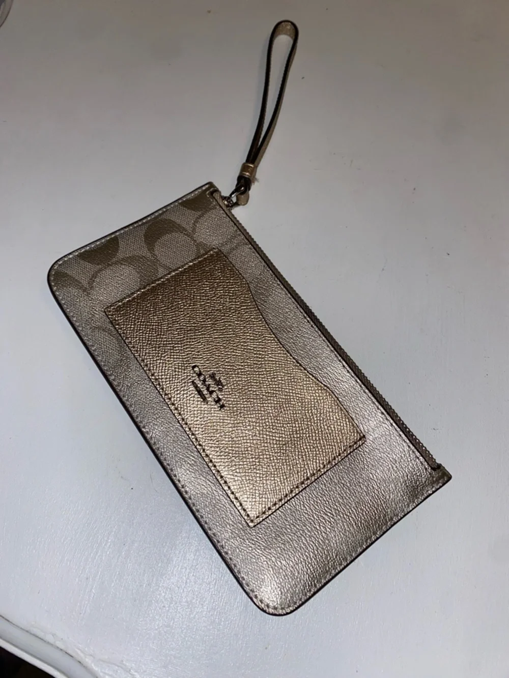 Coach Signature Zip Top Cardholder Wristlet Leather Wallet - Picture 7 of 13